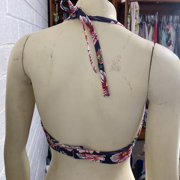 Studded Padded Bikini Top Light Push Up Floral Swim Top Swimsuit 34D Flower S/M - Picture 5 of 8